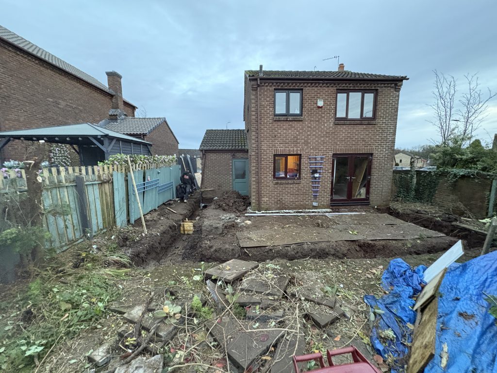 Groundworks — digging out the foundations — extensions by Jenga Joiners in East Kilbride